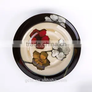 16-piece Reactive Glaze Stoneware Dinnerware Set With Poppy Hand Printing thumbnail-6