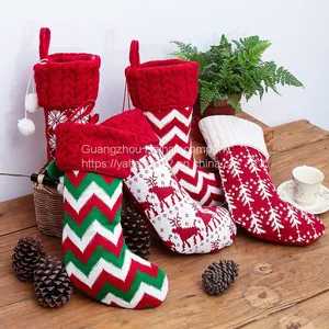 Christmas Decorationsknitted Christmas Sockswool Socksed and White Elk Snowflake Gift BagChristmas Gift Bag thumbnail-3
