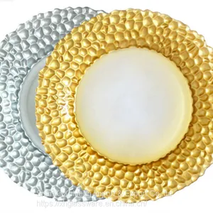 Wholesale Modern Clear Gold Dish Vintage Wedding Decoration Gold Rimmed Glass Charger Plates thumbnail-1