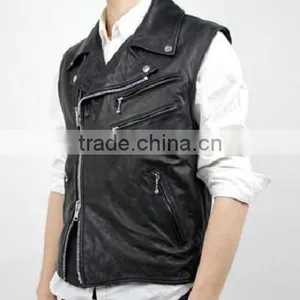 Motorbike Leather Vest YKK Zippers thumbnail-1