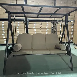 Indoor & Outdoor Furniture Modern 3-Seater Metal Frame Patio Swing Chair With Foldable Table & Padded Cushion Can Be Used As Bed thumbnail-2