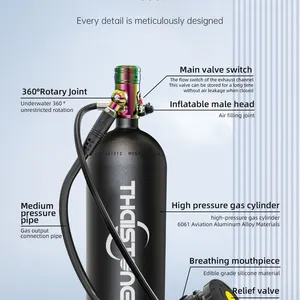 THAISTONE Lung Tank 2.3L Mini Scuba Diving Dive Air Tank With Snorkeling Mask Set thumbnail-3