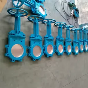 Hot Selling PN16 DN100 Knife Gate Valve Cast Ductile Iron Slurry Water Valve With Electric Actuator Worm Gear thumbnail-3