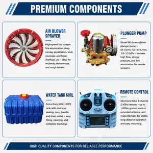 Commercial Remote Control Airblast Sprayer Machine 600L Orchard Crop Protection Equipment thumbnail-3