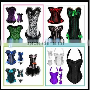 2016 Latest China Supplier Wholesale Steampunk Slimming Suit Sexy Overbust Steel Boned Corset for Woman thumbnail-1