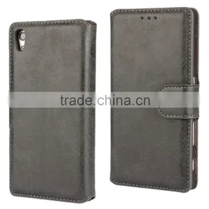 PU Leather With Magnet Stand Case Vintage Retro Dull Polish Folio Flip Holder Cover for Sony Xperia Z5 thumbnail-5
