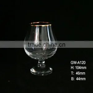 Short Stemmed Wine Glass Cup With Golden Top Edge for Airline; thumbnail-1