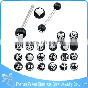 Factory Wholesale Piercing Surgical Steel Woman Loves Printed Logo Tongue Ring thumbnail-2