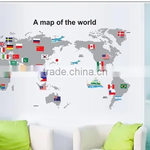 ALFOREVER Hot Sale Wallmap Wall Sticker for Home Decoration,pvc Wallmap Sticker thumbnail-3