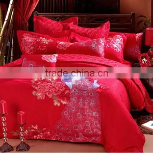 Chinese Element Embroidery Jacquard Red Bedding Set for Wedding thumbnail-1