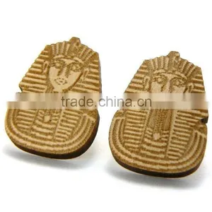 Good Quality HIP HOP WOOD Earrings Egytian Pharaoh Wooden Charm Post Pin Type thumbnail-1