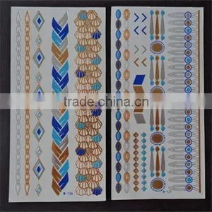 Flash Tattoos Newest Temporary Gold Silver Blue Color Tattoos 10.5*21CM thumbnail-1