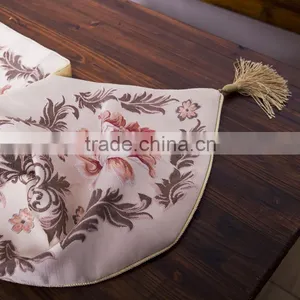 PLUS Classic Embroidery Tassel Dining Table Runners With Sequined Lace thumbnail-2