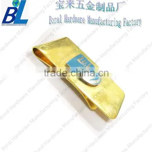 Golden Metal Blank Money Clip With Badge Patch thumbnail-1