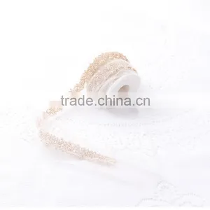 Pink Color Glass and Pear Mesh Chain With Iron-on Glue For Wedding Dress Decoration thumbnail-3