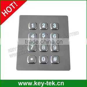 12 Keys Metal Numeric Vandal Proof Illuminated Keypad thumbnail-1