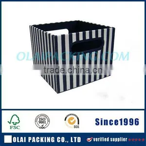Stripe Large Capacity Leather Box for Hamper Wholesale thumbnail-1