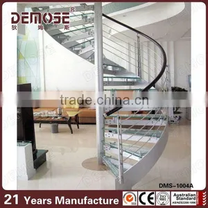 Stainless Steel Glass and Oak Spiral Staircase thumbnail-1