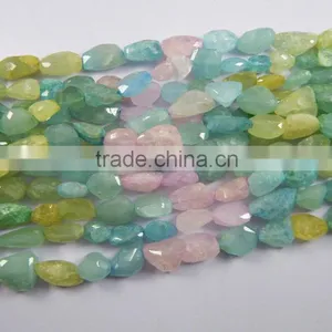 NATURAL FACETED MULTI COLOUR AQUAMARINE TUMBLE SHAPE BEADS thumbnail-2