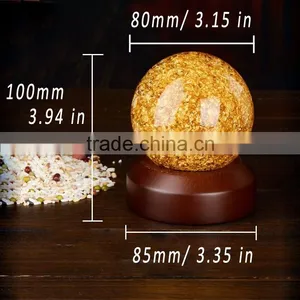 Gold Foil Crystal Ball Wooden Base Snow Globe Gift thumbnail-4