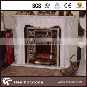 Hot Sale China Fireplace Carved Statue Pure White Marble Fireplace thumbnail-1