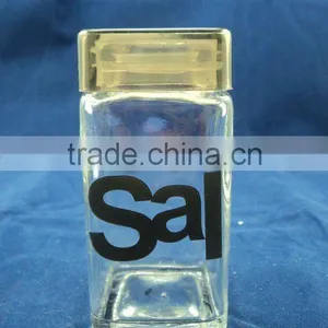 Square Salt Glass Jar, Salt Shaker, Spice Glass Jar thumbnail-1