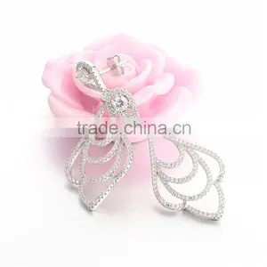 925 Sterling Silver Diamond Bridal Dubai Custom Jewelry Set E0019 thumbnail-5