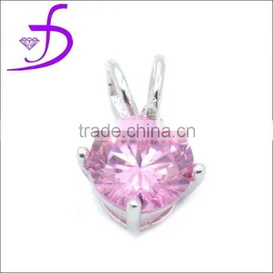 Wholesale 925 Sterling Silver Jewelry Single Pink Stone Pendant thumbnail-1