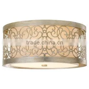 Silver Leaf Patina Arabesque 2 Light Flush Mount Ceiling Fixture thumbnail-1