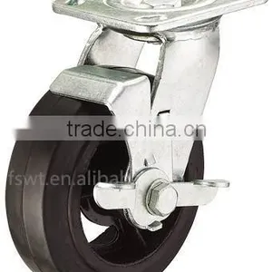 2015 Newest Roller Bearing Double Brake Rubber Industrial Casters thumbnail-2