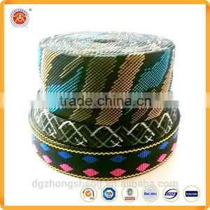 2016 Popular Custom Flat Woven Ribbon Jacquard Embroidered Webbings for Garment Accessories thumbnail-1