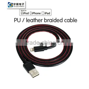 Leather MFi Braided Cable for IPhone 6 Plus / 6 / 5S / 5C / 5 From MFI China Manufacturer thumbnail-1