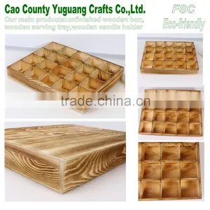 Burning Color Compartment Tray,wooden Rustic Tray,supermarket Wooden Tray thumbnail-1