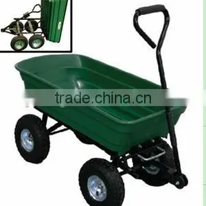Manual Power Source Garden Cart Four-wheel Plastic Tipper Cart Multi-Purpose Plastic Pull Cart thumbnail-2