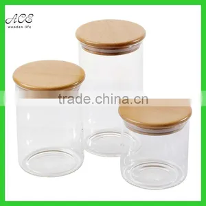 Custom Glass Storage Jar Wood Lid Wooden Lid thumbnail-1