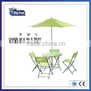 6 Piece Garden Patio Furniture With 4 Folding Chairs & 1table & Parasol thumbnail-2