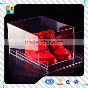 2015 Transperant Acrylic Shoe Box With Lid Simple Design Hot Sale Acrylic Shoe Display Case Acrylic Nike Shoe Case thumbnail-1