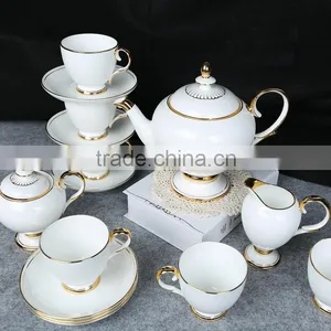Ceramic Gold Plated 24pcs Tea Set Porcelain Tea Pot Set Fine Royal Porcelain Tea Set thumbnail-1