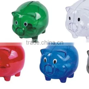 Clear Glass Chubby Pig Piggy Bank Saving Money Coin Box Gift for Kids thumbnail-1