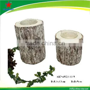 Wooden Cylindar Tea Light Candle Holder thumbnail-1