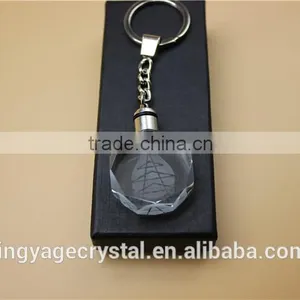 Crystal Glass Keychain With Led Light for Logo Custom and Engraving thumbnail-2