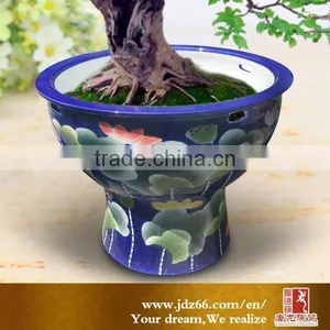 Delicate Design Excellent Quality Blue Lotus Porcelain Flowerpots for Garden Decor thumbnail-1