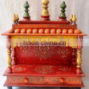 Hand Painted Wooden Temple With 2 Drawers thumbnail-1