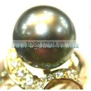 18K Gold Ring Setting Big Seawater Pearl Ring thumbnail-1