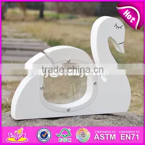 New Design Cute White Swan Shape Wooden Baby Piggy Banks W02A256 thumbnail-1