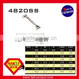 4820SS Ladder Vertical Life Line System Hardware Equipment Parts Stainless Steel Jaw and Jaw Turnbuckle thumbnail-2