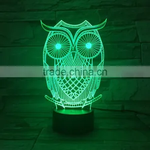 UCHOME Owl 3D Illusion Lamp 7 Color Changing Touch/Press Table Desk LED Night Light thumbnail-1