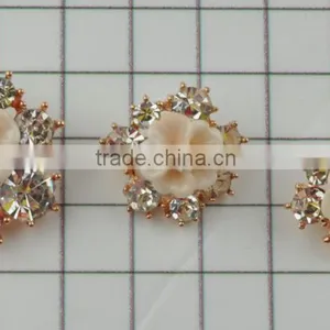 Glass Beaded Rose Flower Silver Rhinestone Button for Shoe Parts thumbnail-4