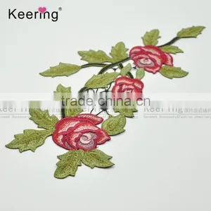 Nice Custom Iron On Flower Embroidery Patch For Garment/Caps From Keering WEF-756 thumbnail-2