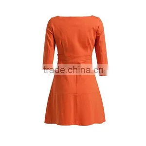 Hot Sale Promotion Products Ladies' Loose Fit A-line Square Necked 3/4 Sleeve Fashionable Dress for Fat Women thumbnail-3